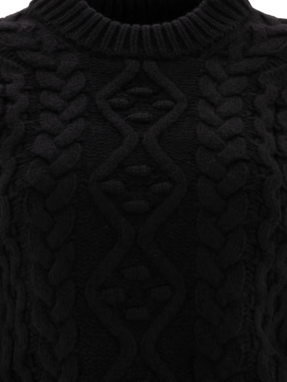 Loulou Eustace cable-knit crew-neck sweater Zwart