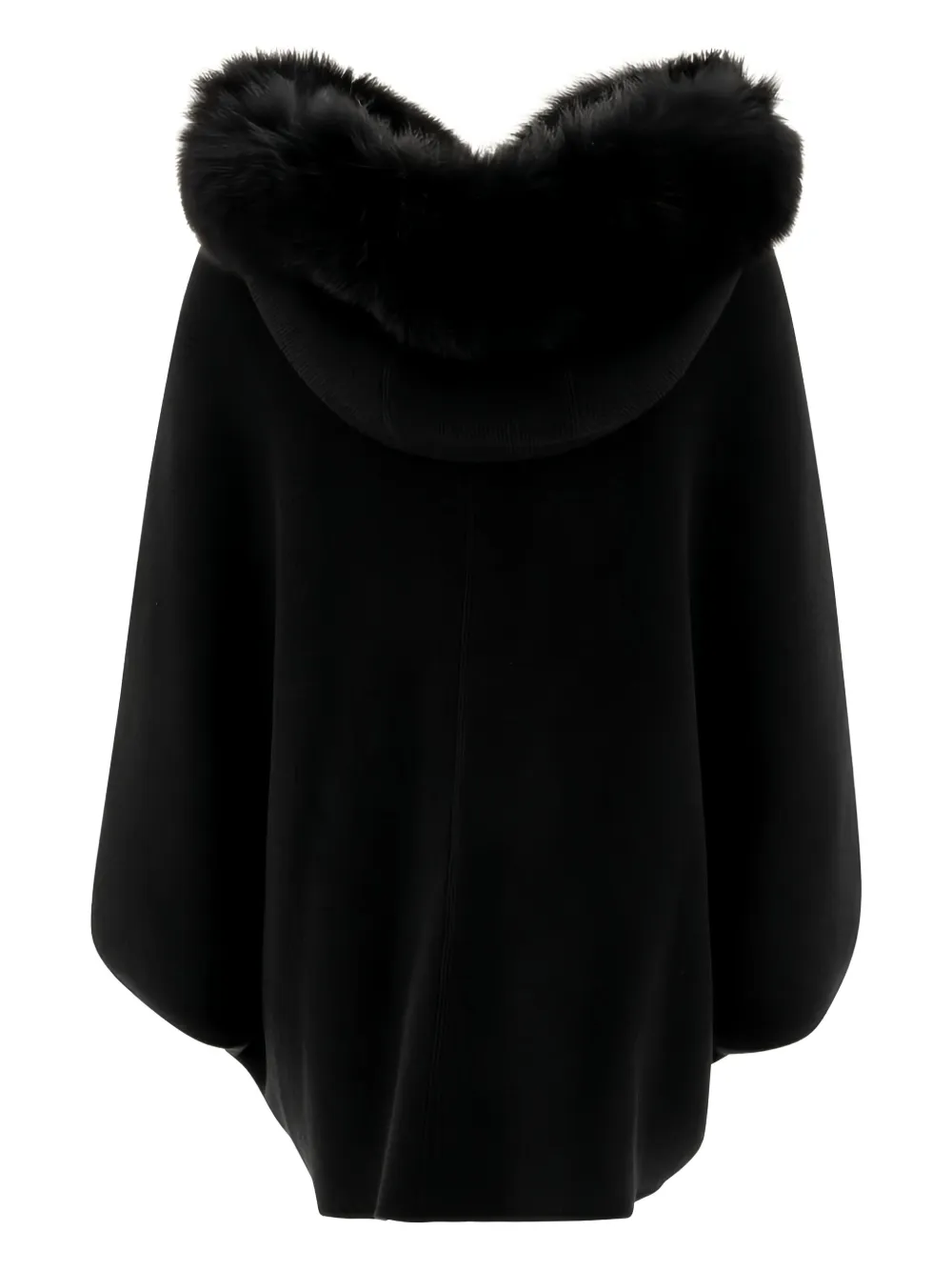 GIOVI Cape met capuchon en afwerking van imitatiebont Zwart