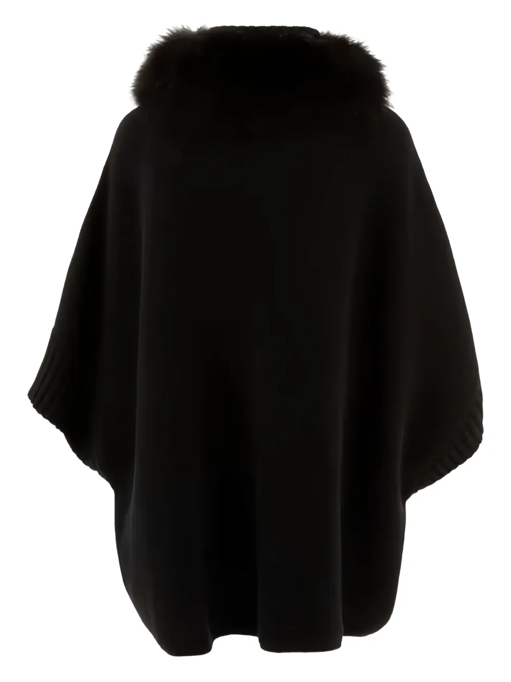 GIOVI fur-trimmed cape Zwart