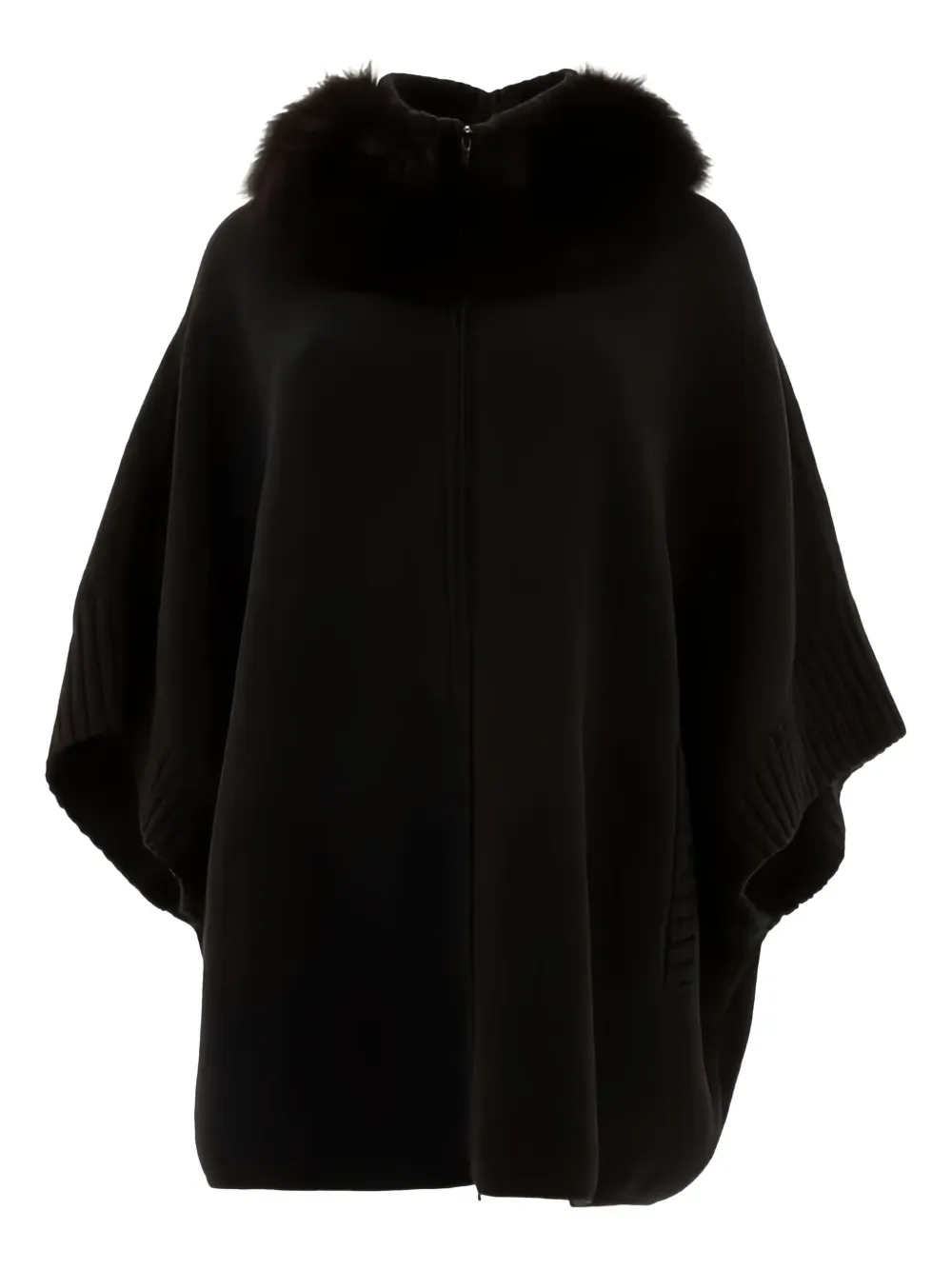 GIOVI fur-trimmed cape Zwart
