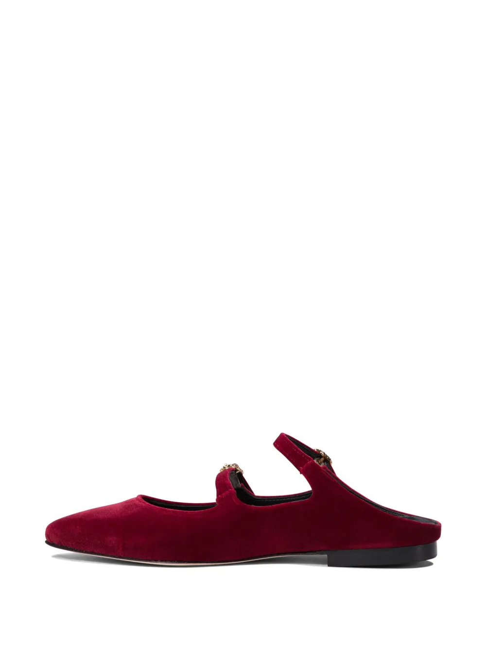 Amato Daniele Bordeaux Velvet Loafers With Decorative Buckles In Red