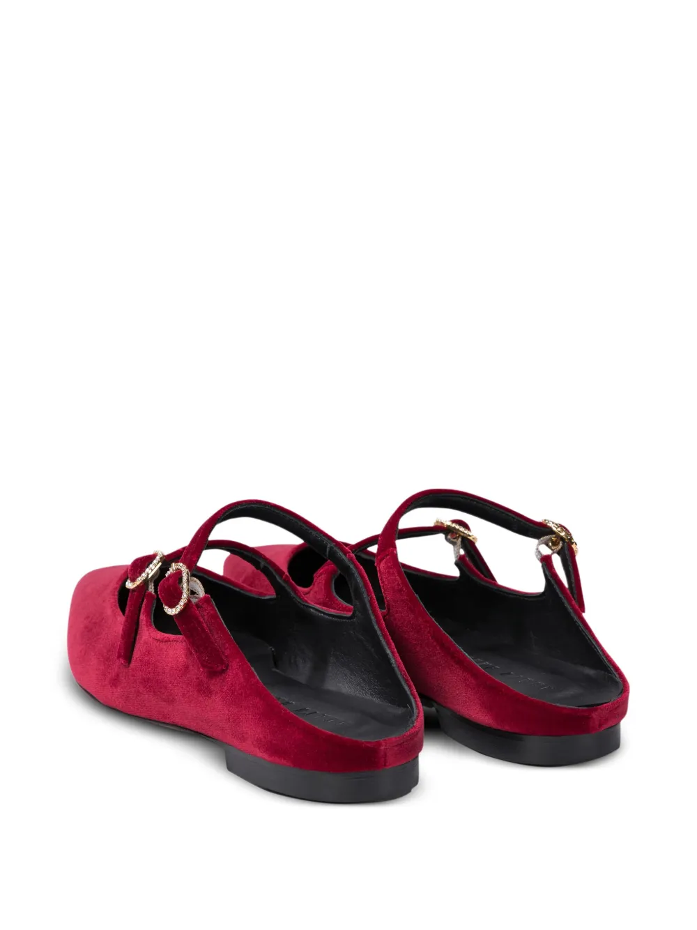Amato Daniele Bordeaux Velvet Loafers With Decorative Buckles In Red