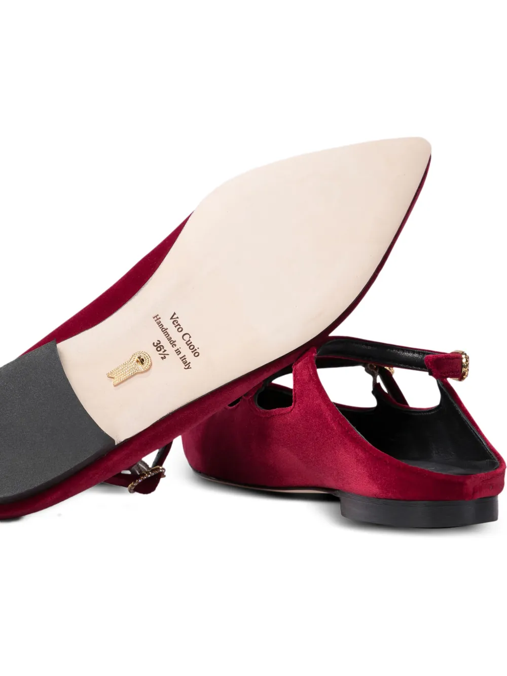 Amato Daniele Bordeaux Velvet Loafers With Decorative Buckles In Red
