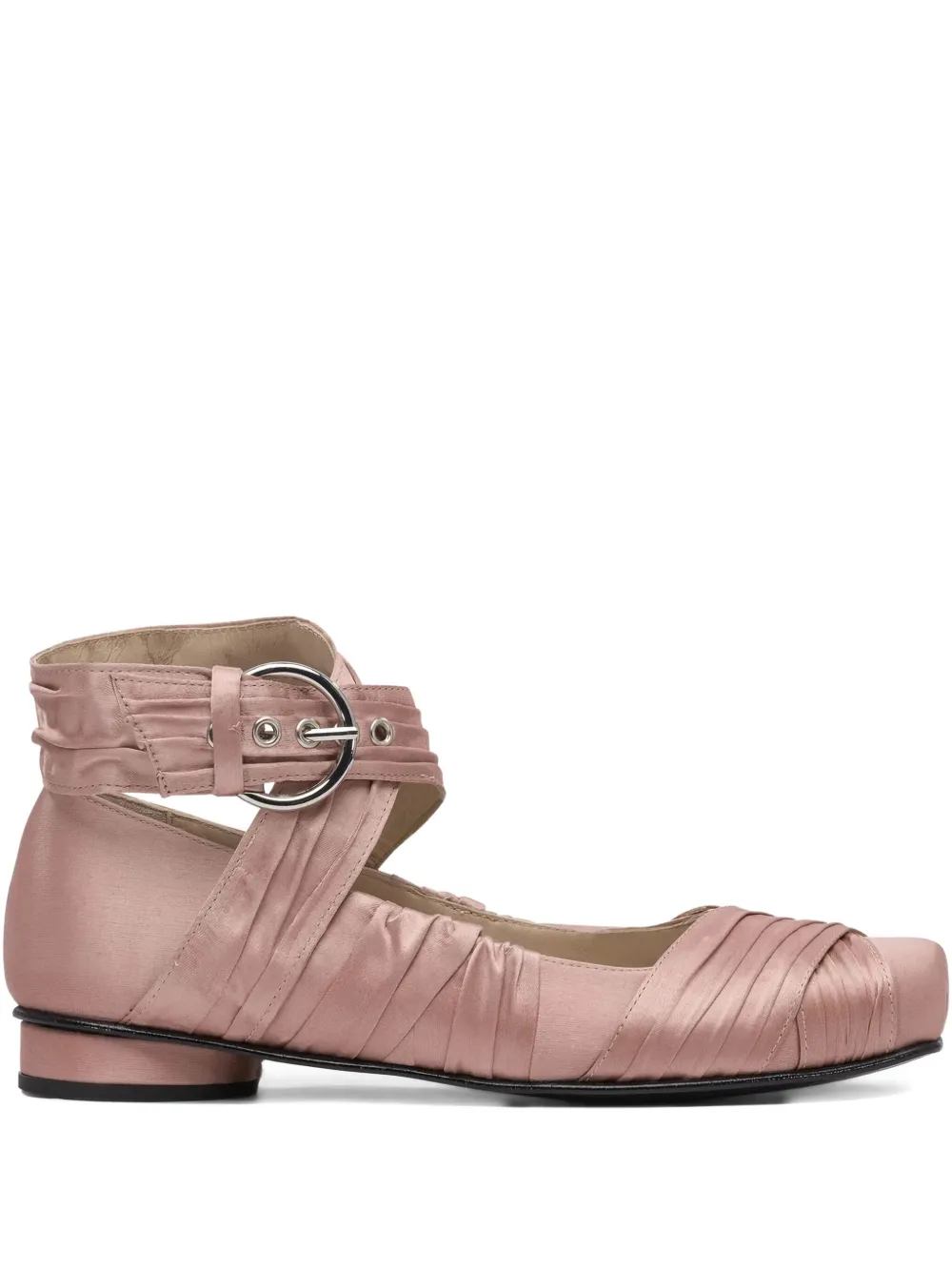 Alohas Volant Pleated Buckle Ballet Flats