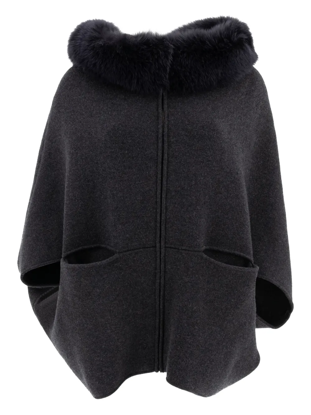GIOVI hooded poncho Zwart