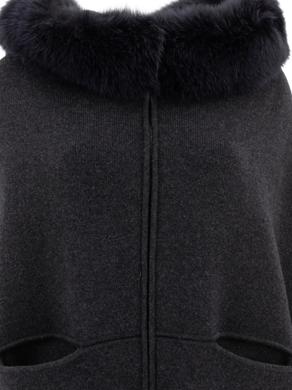 GIOVI hooded poncho Zwart