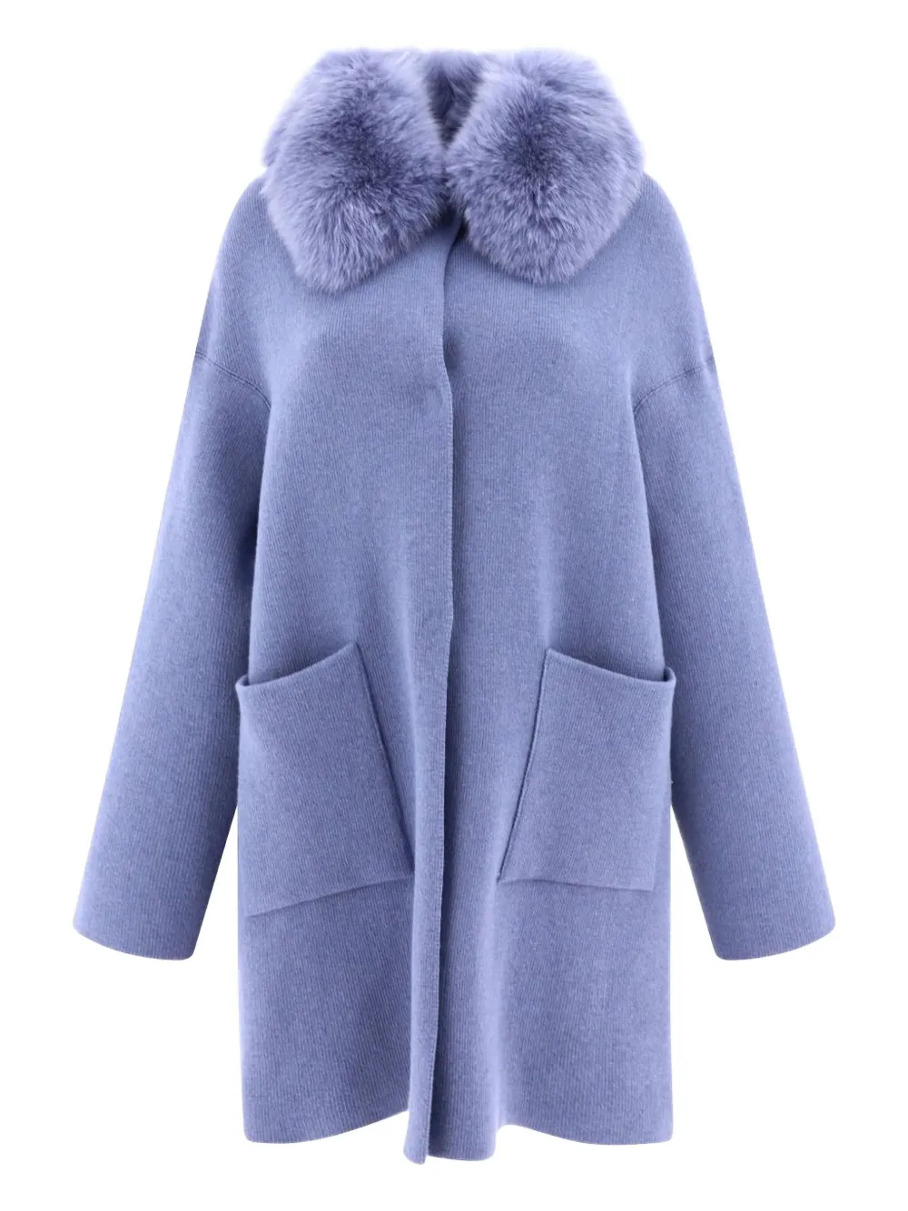 GIOVI contrasting-collar coat Blauw