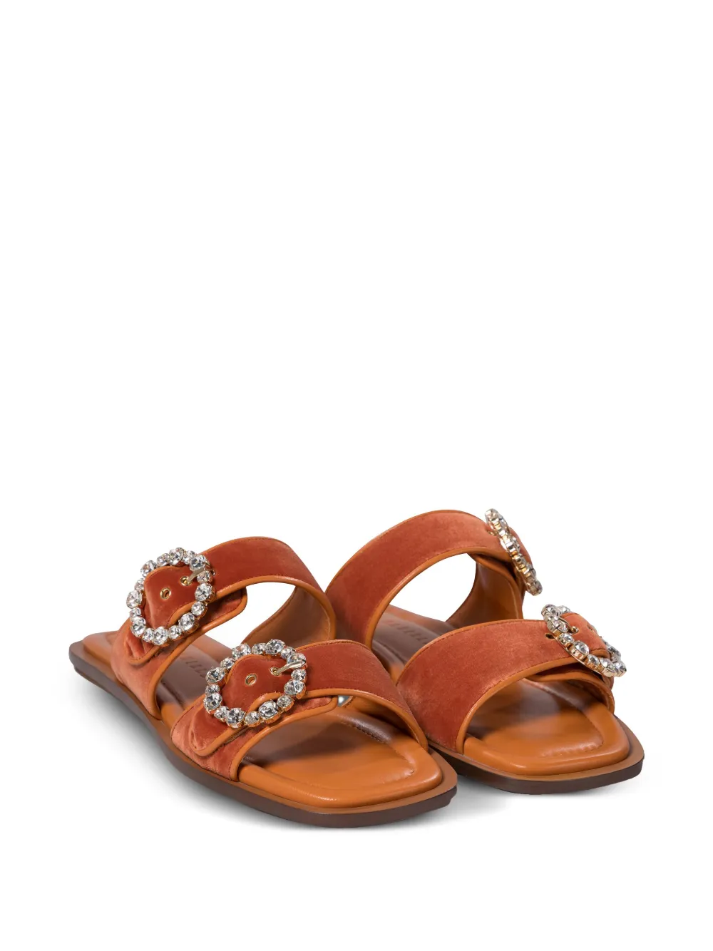 amato daniele velvet buckle-embellished flat sandals | Flat Sandals | Image 2