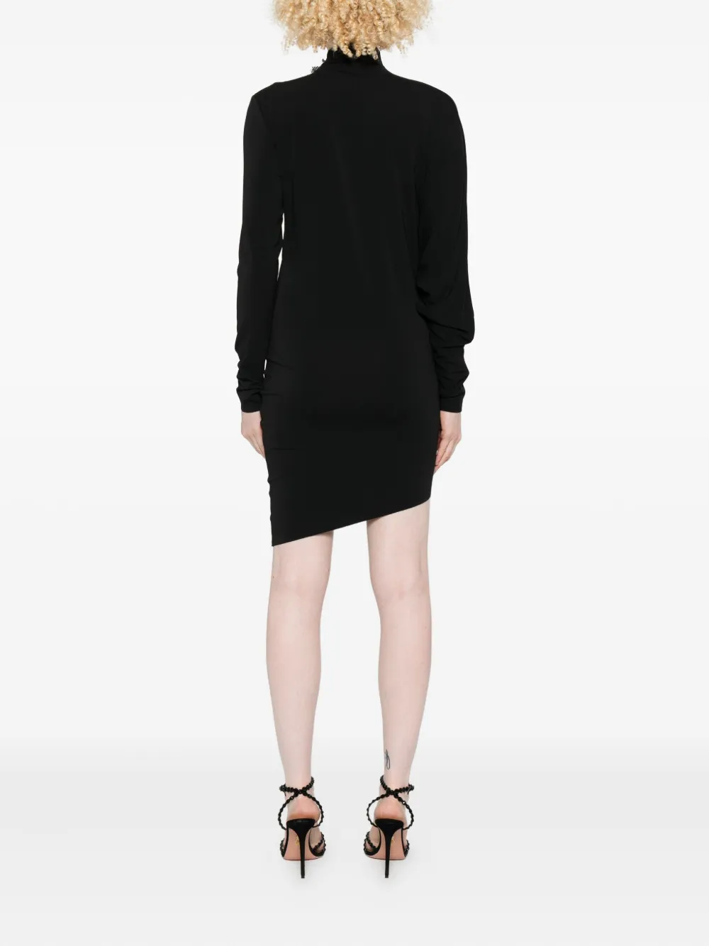 Amen Gedrapeerde asymmetrische jurk verfraaid met kristallen Zwart