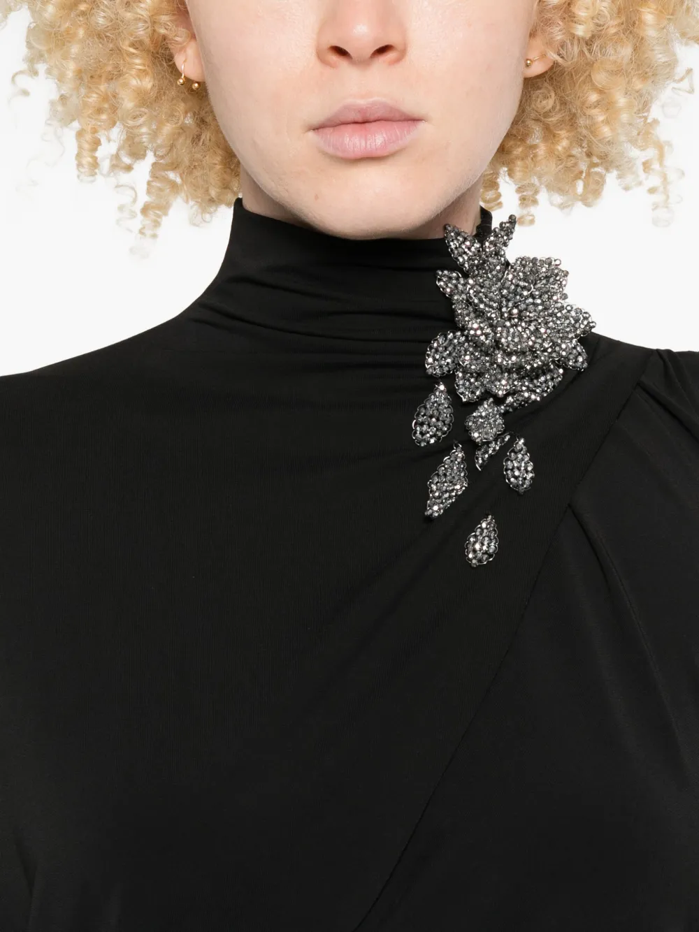 Amen Gedrapeerde asymmetrische jurk verfraaid met kristallen Zwart