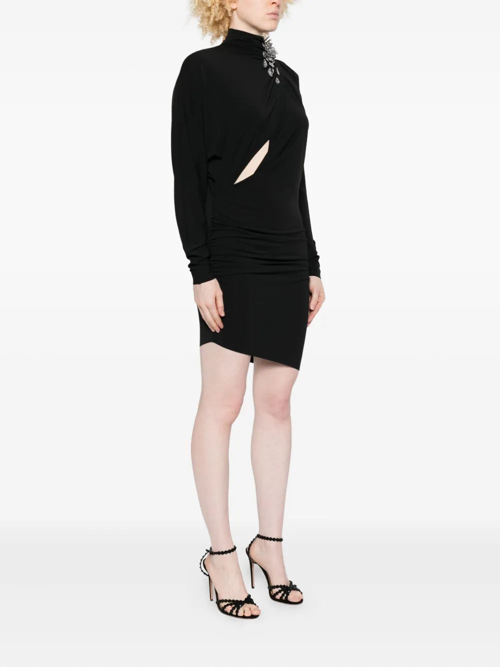 Amen Gedrapeerde asymmetrische jurk verfraaid met kristallen Zwart