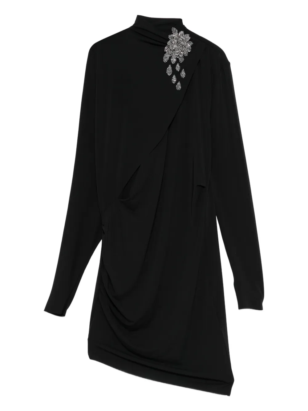 Amen crystal-embellished draped asymmetrical dress | Black | Image 1