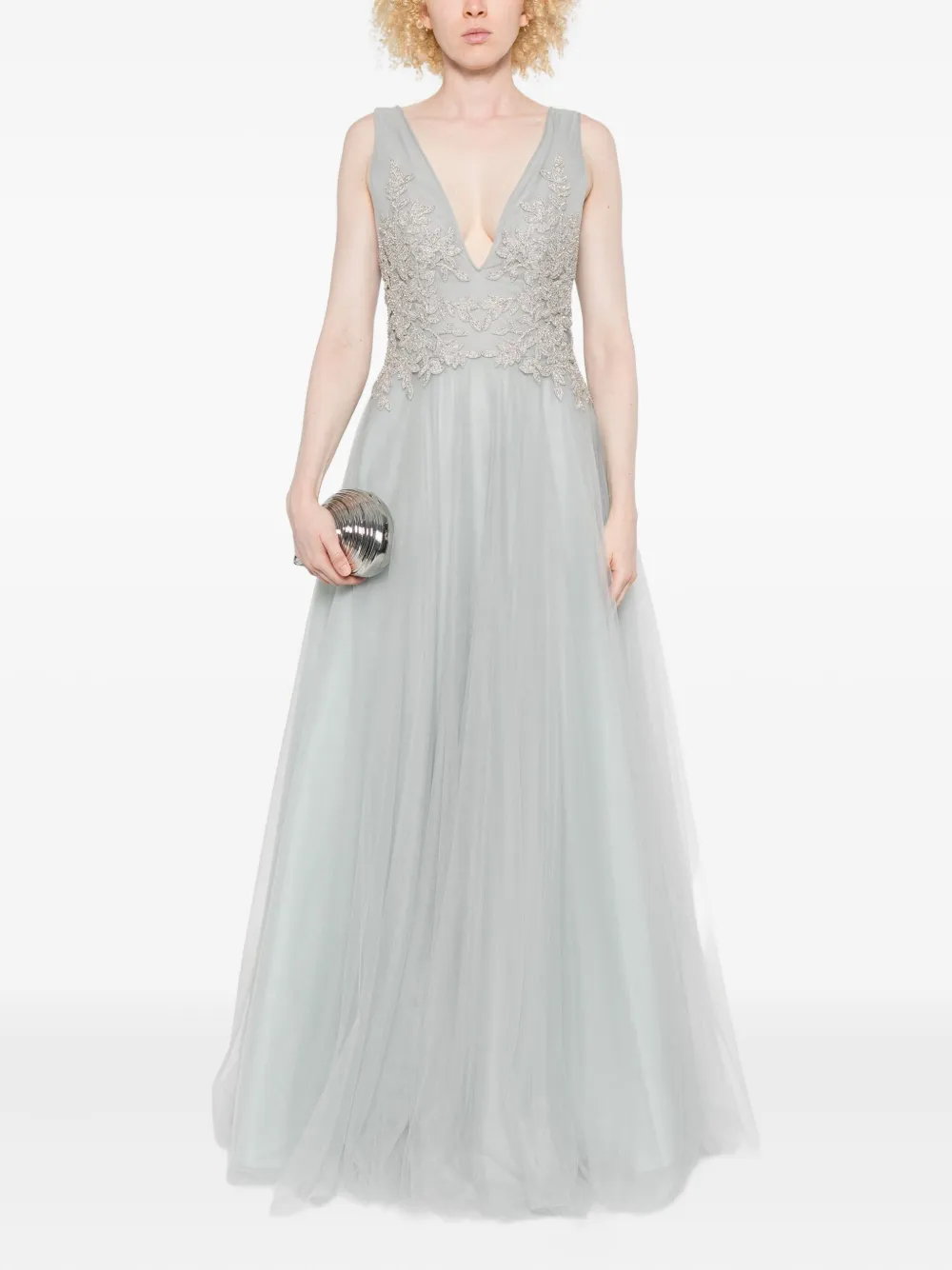 Costarellos Verfraaide tulen maxi-jurk met tule - Blauw