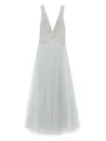 Costarellos embellished V-neck tulle maxi dress - Blue