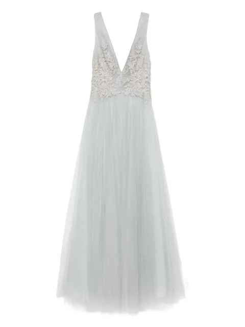 Costarellos embellished V-neck tulle maxi dress