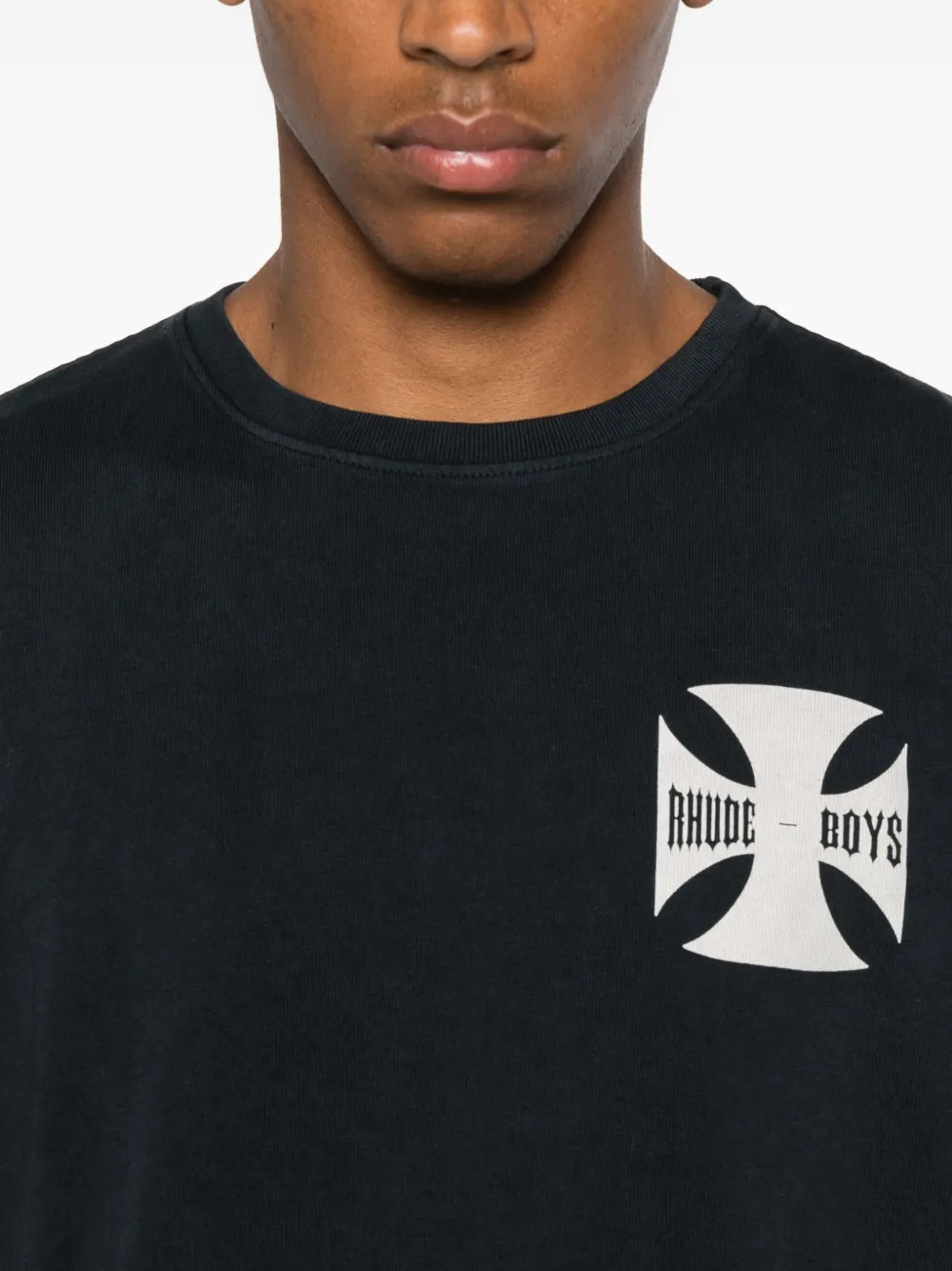 RHUDE T-shirt verfraaid met kruis Zwart