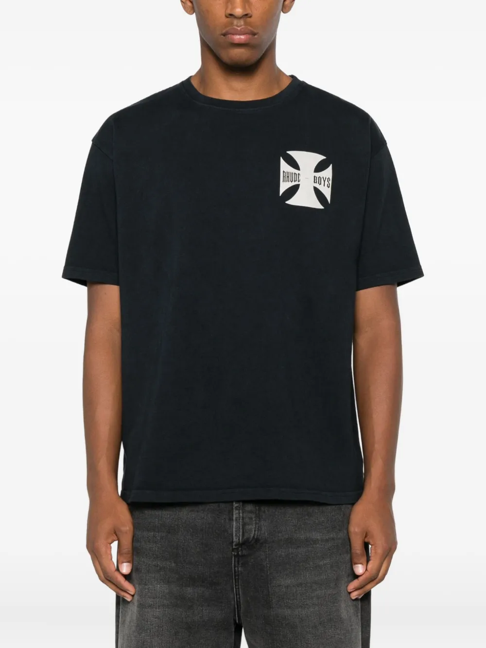 RHUDE T-shirt verfraaid met kruis Zwart
