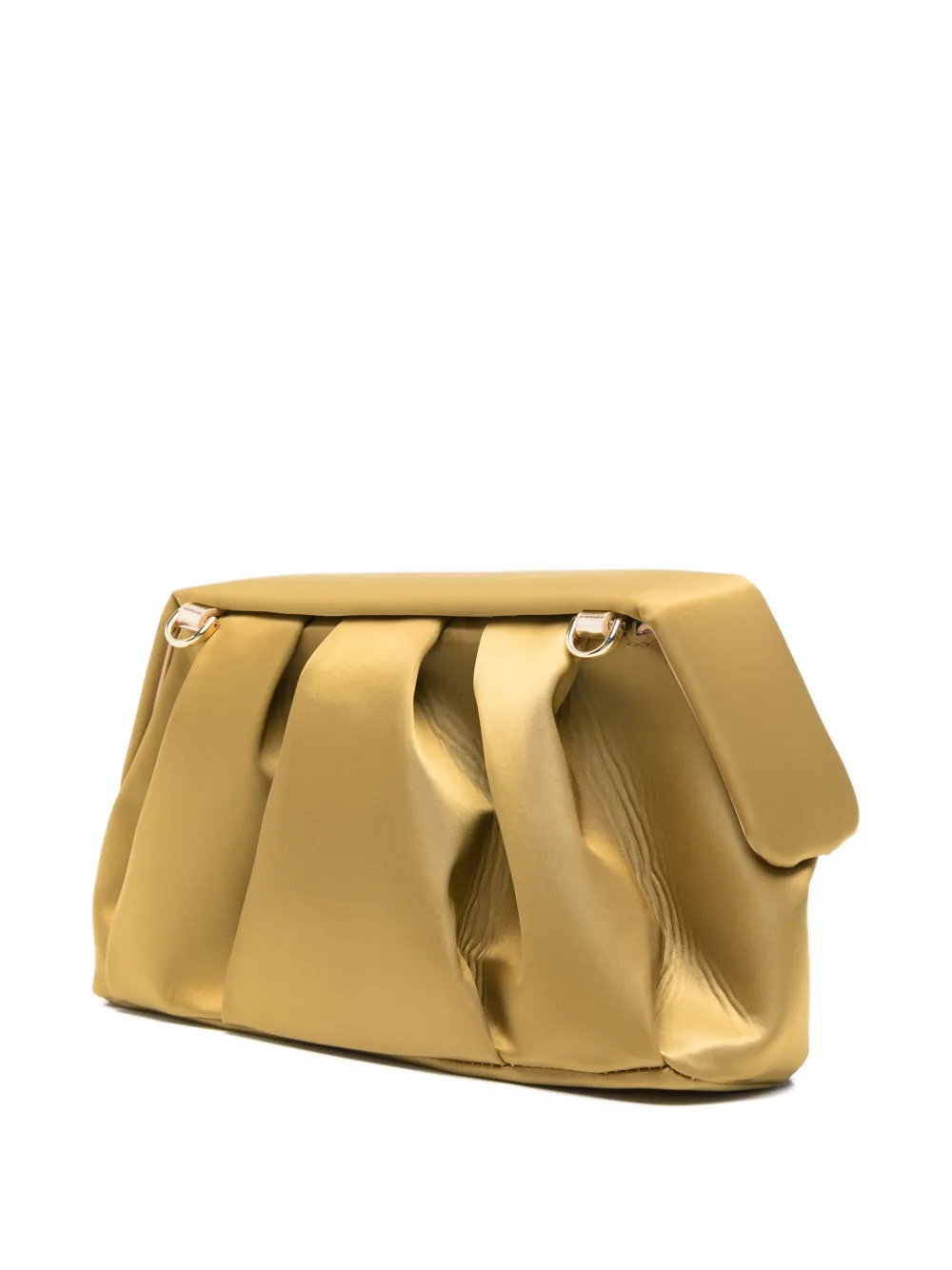 Themoirè Gathered Detachable-strap Clutch Bag In Gold