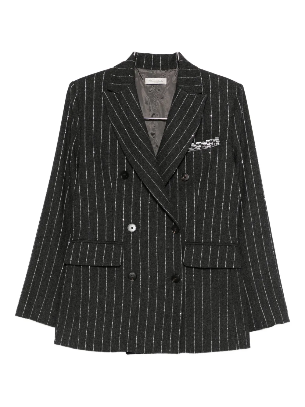 Antonelli Glicine Pinstripe Double-breasted Blazer In Black