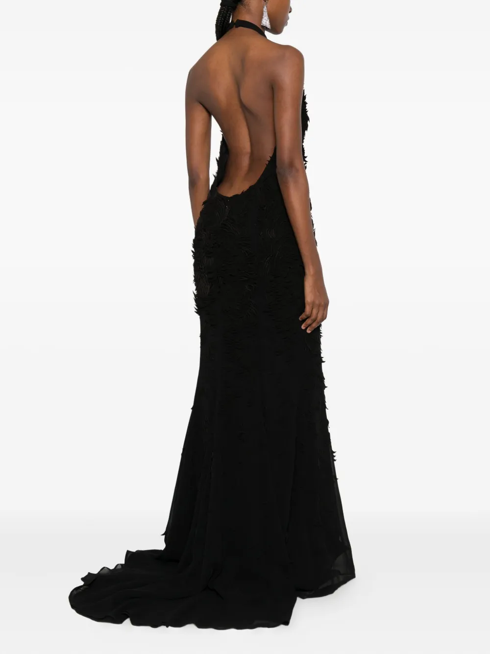 Amen halterneck textured dress - Zwart