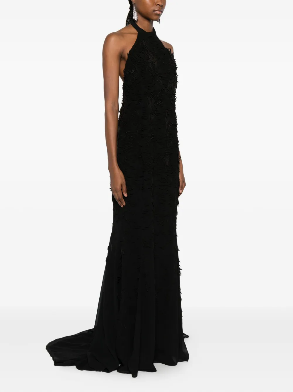 Amen Jurk met halternek en textuur Zwart