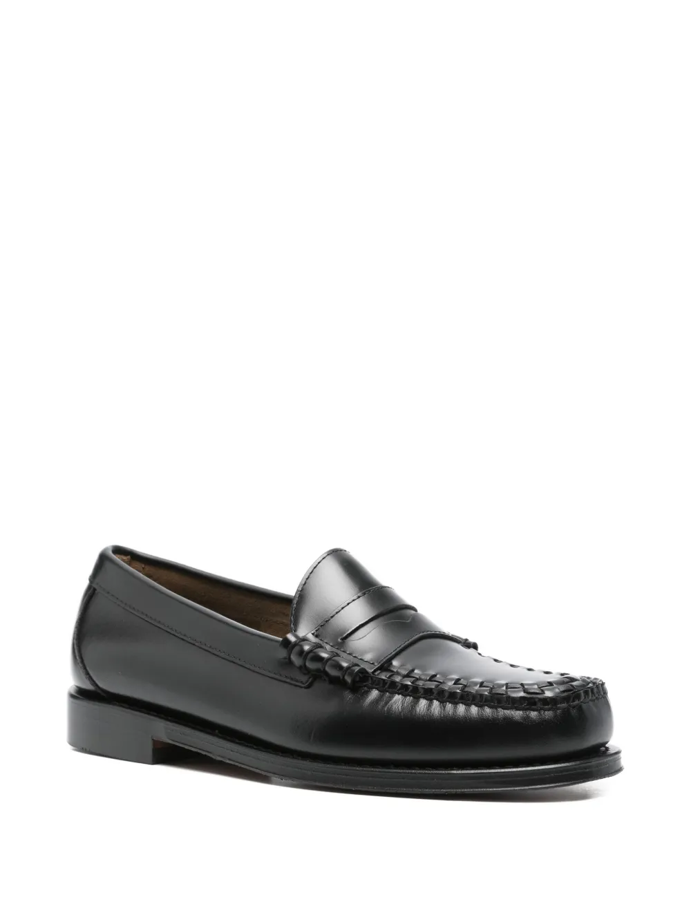 G.H. Bass & Co. Leren loafers met geweven voorkant - Zwart