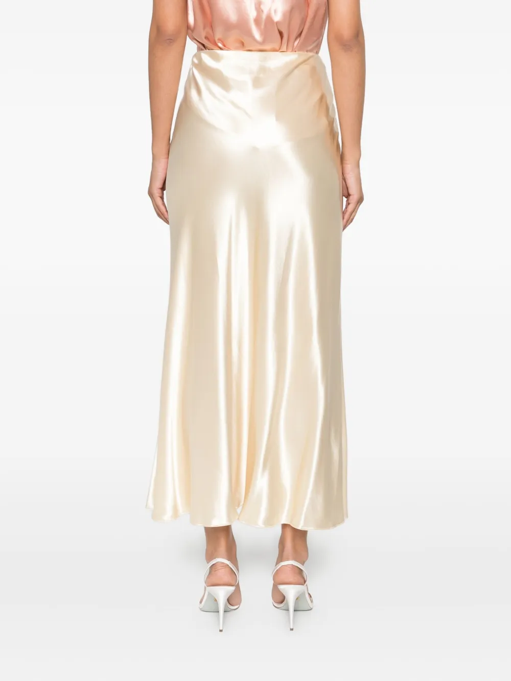 Alberta Ferretti satin midi skirt Beige