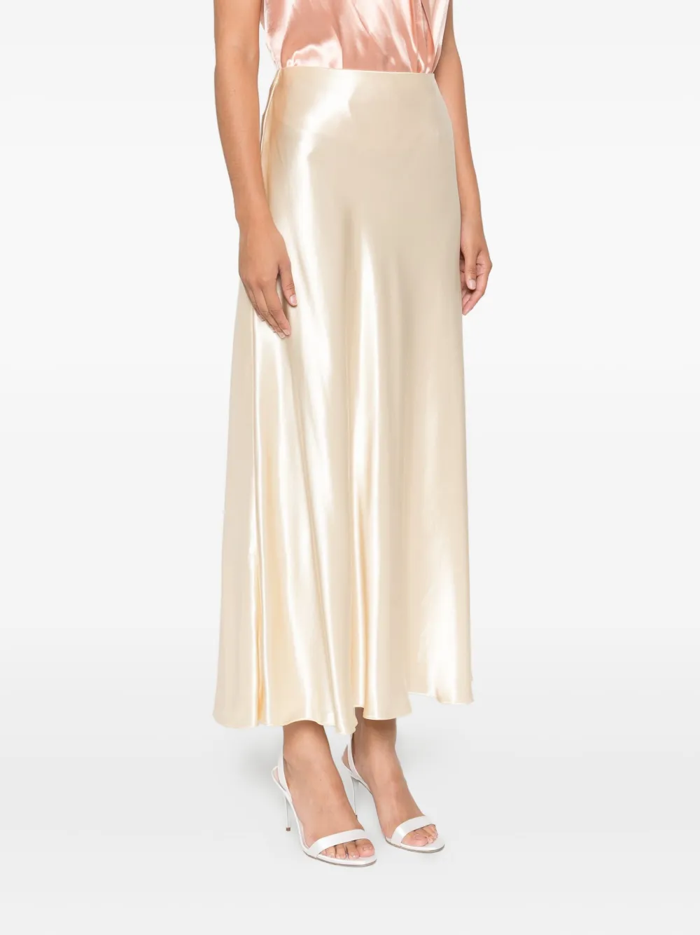 Alberta Ferretti satin midi skirt Beige