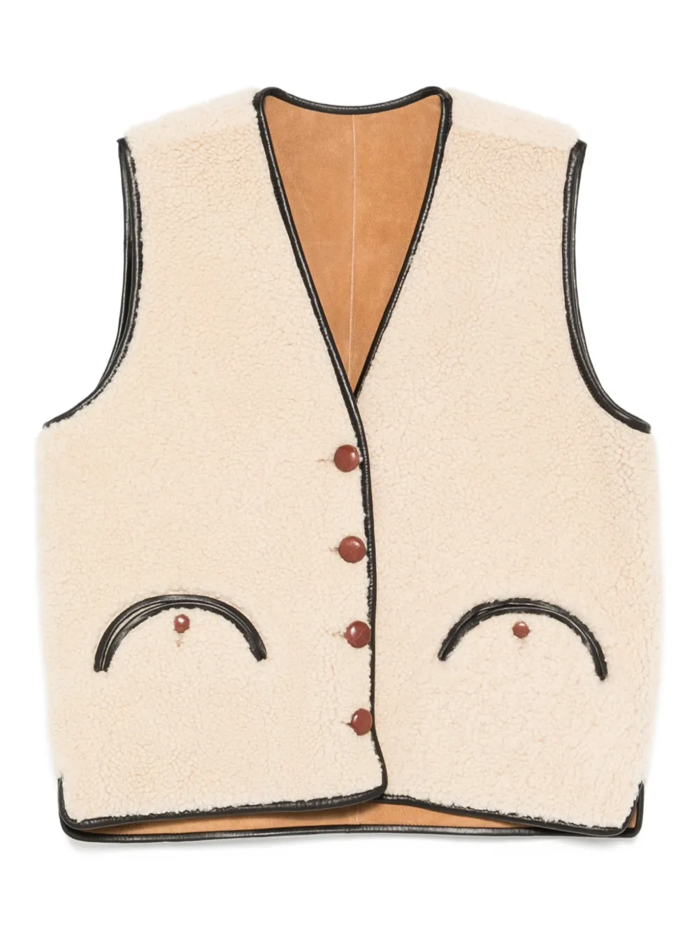 Blazé Milano Button-fastening Shearling Gilet In Neutral