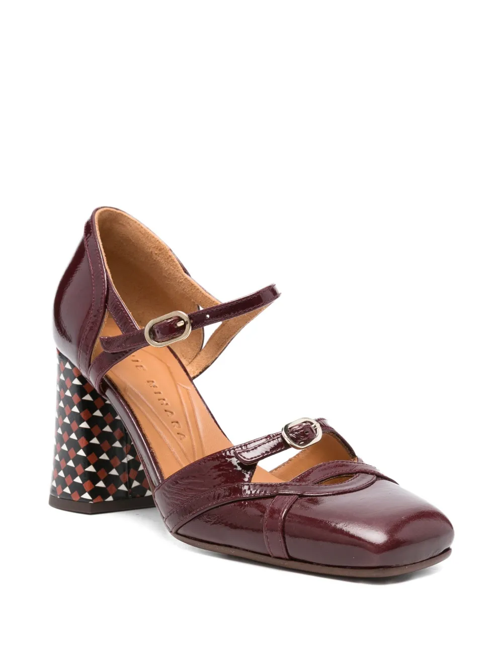 Chie Mihara 85mm block-heel buckle pumps Red