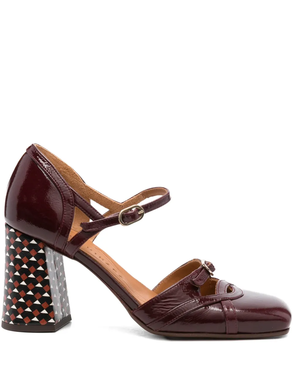 Chie Mihara 85mm block-heel buckle pumps Red