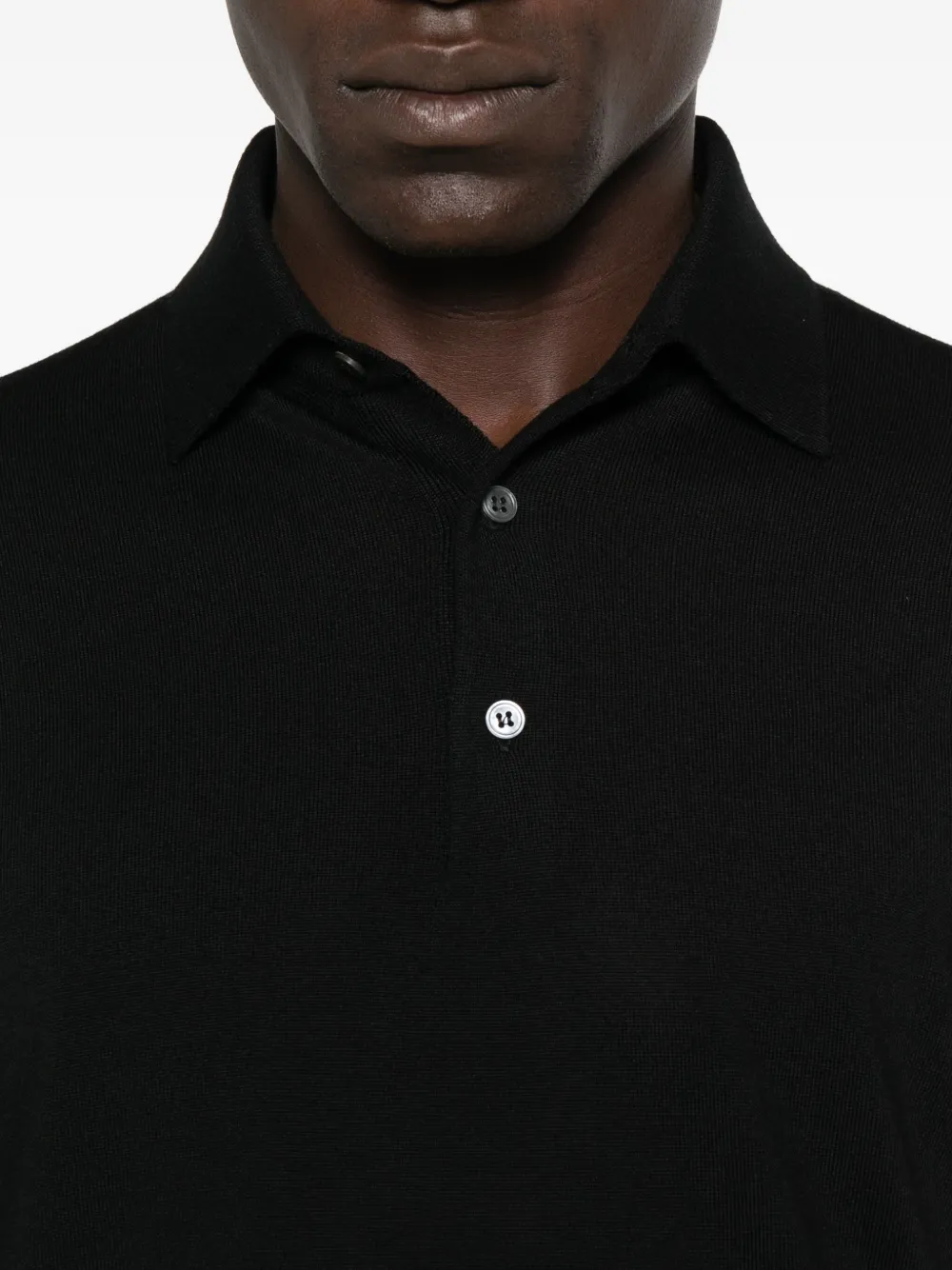 Lardini long-sleeve wool polo shirt Zwart