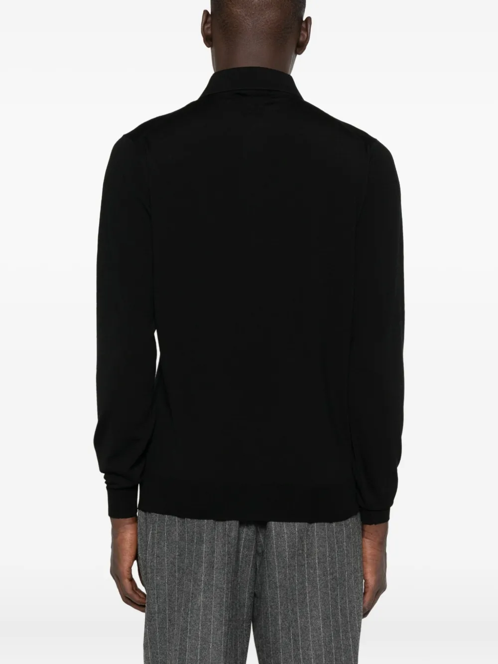 Lardini long-sleeve wool polo shirt Zwart