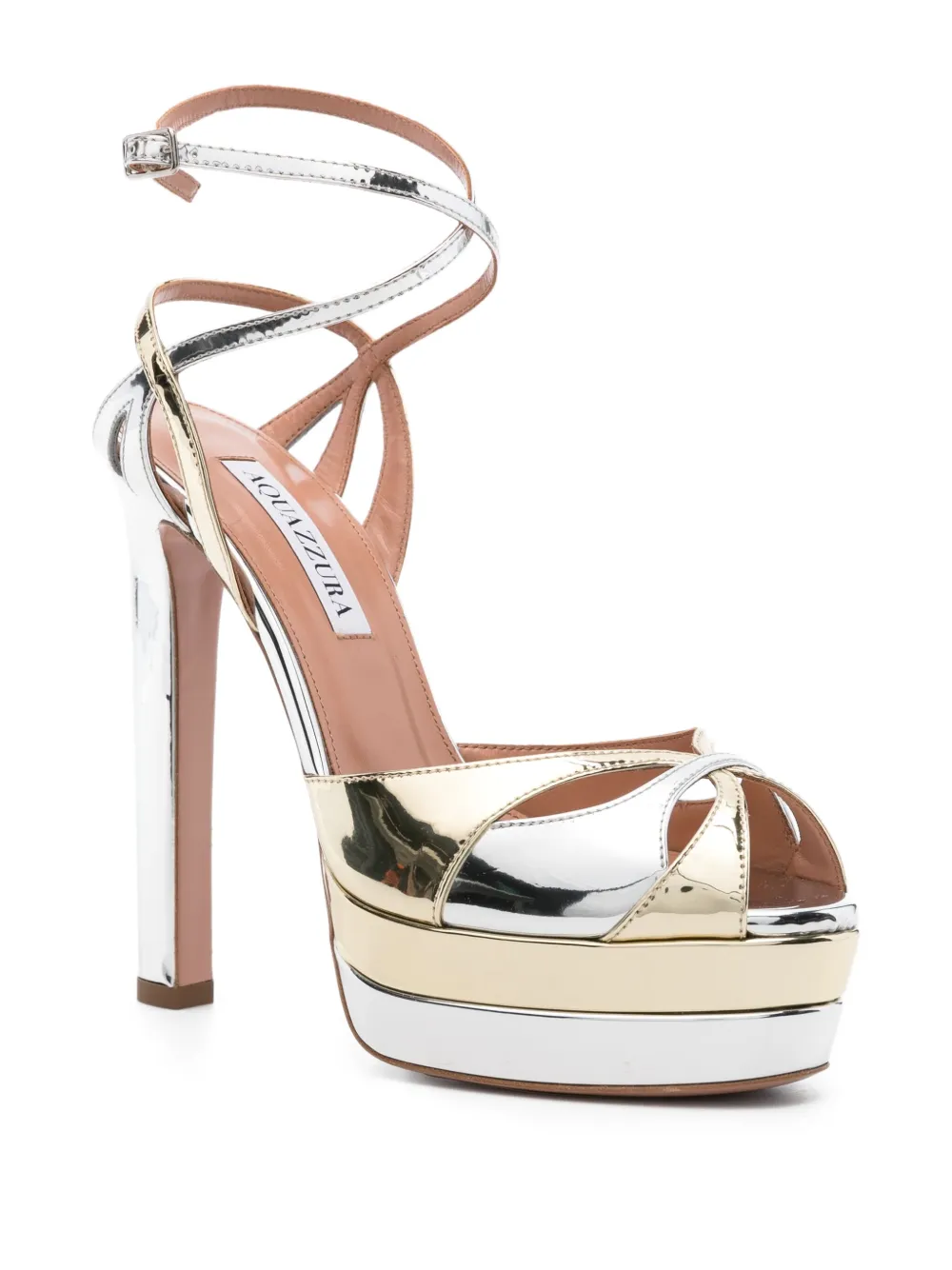 Aquazzura 130mm Moves Plateau sandals Silver