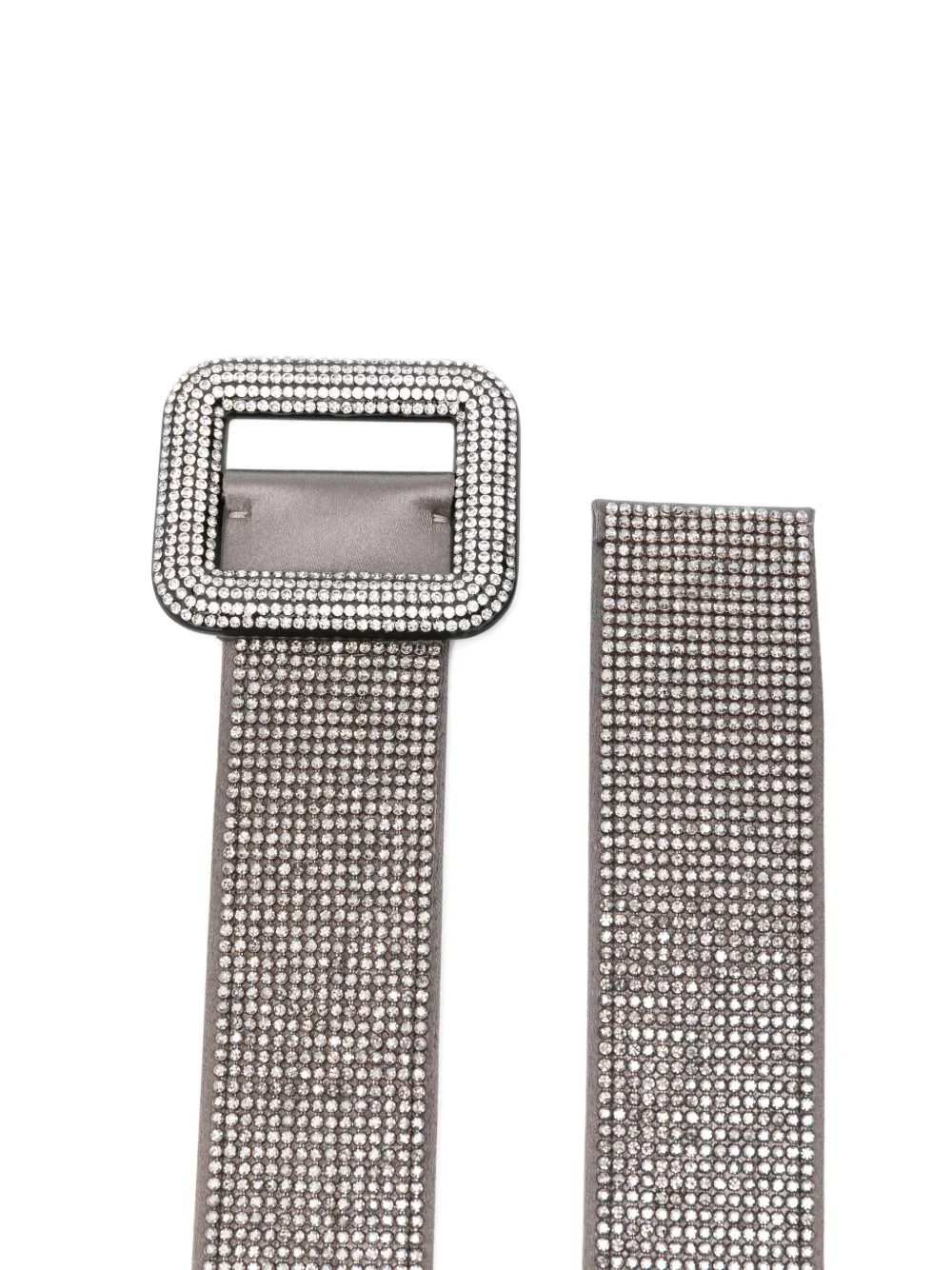 Benedetta Bruzziches Crystal-embellished Buckle Belt In Gray