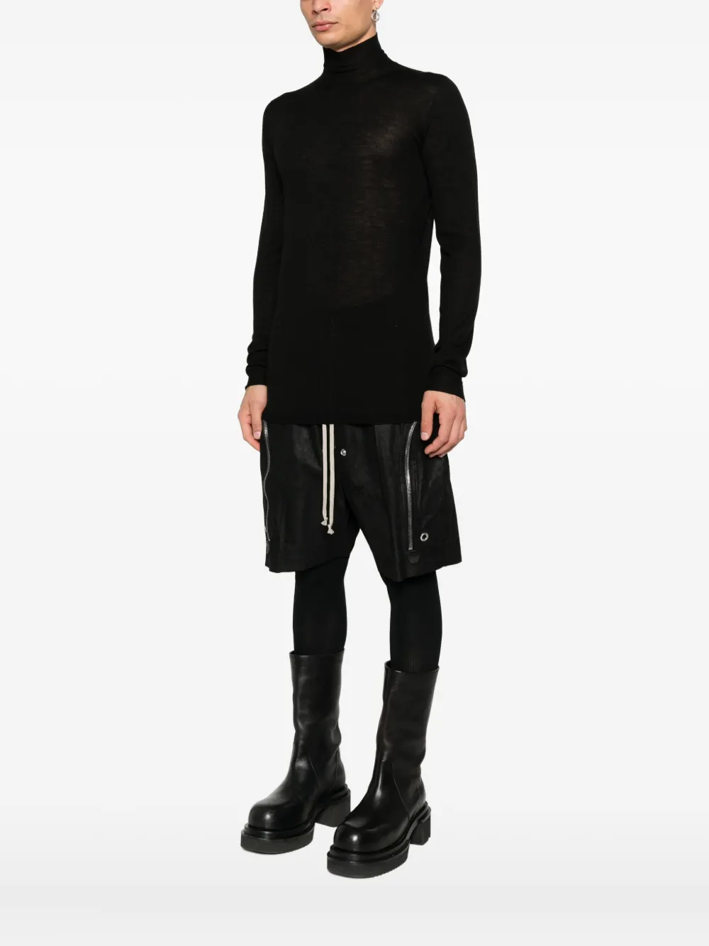 Rick Owens high-neck wool sweater Zwart
