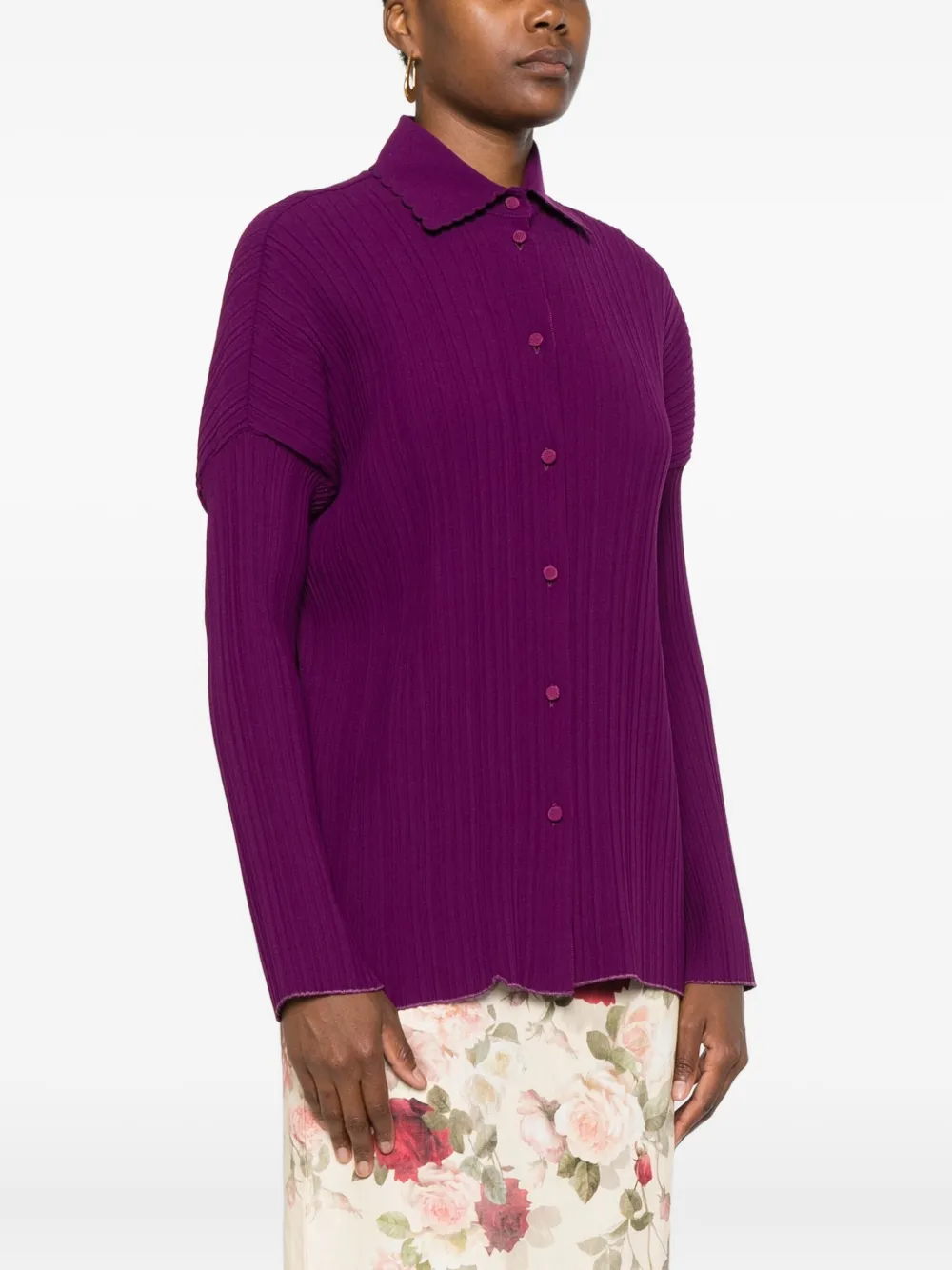 Forte Forte Ribbed Button-front Shirt In Brown