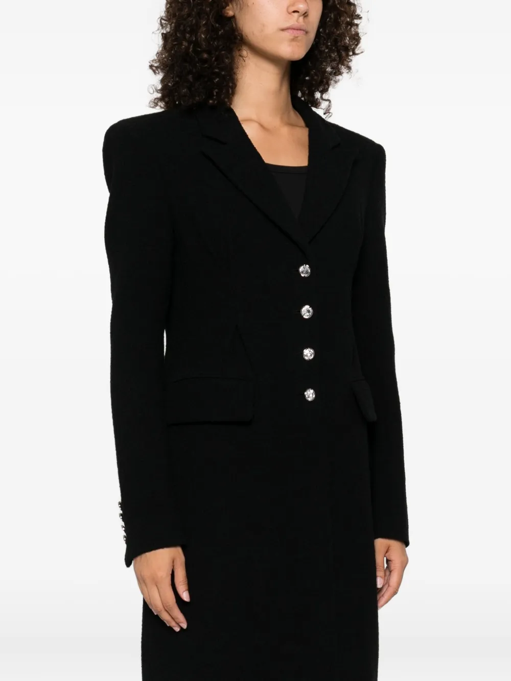 Alessandra Rich jewel-buttoned coat Zwart