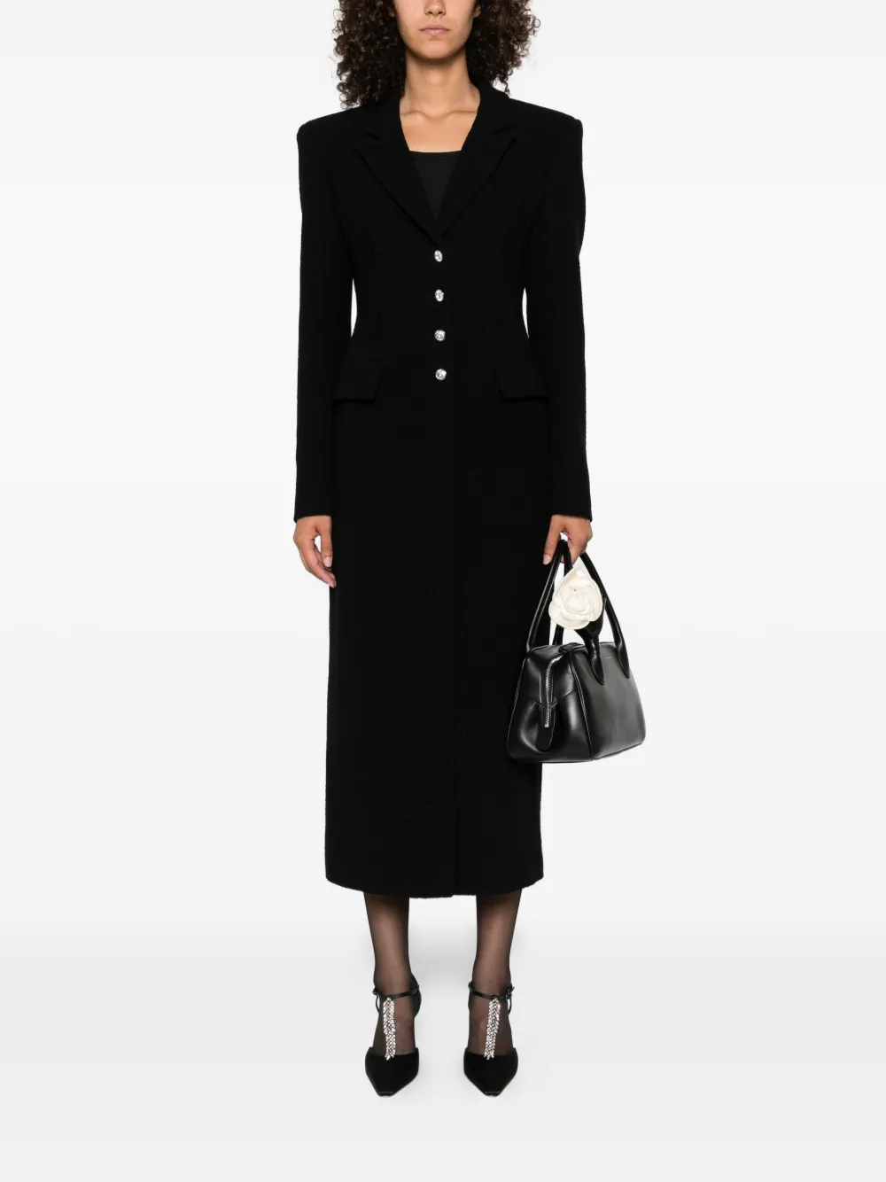 Alessandra Rich jewel-buttoned coat Zwart