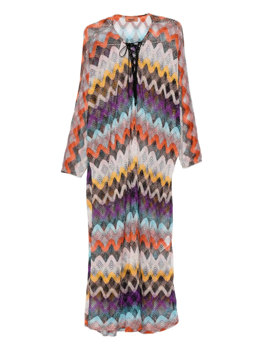 Missoni zigzag-motif lace-up dress Oranje