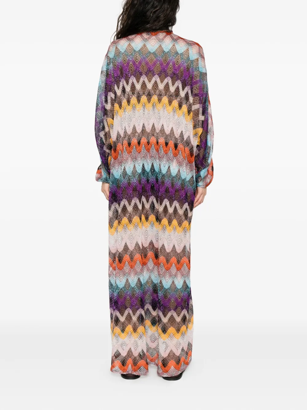 Missoni zigzag-motif lace-up dress Oranje