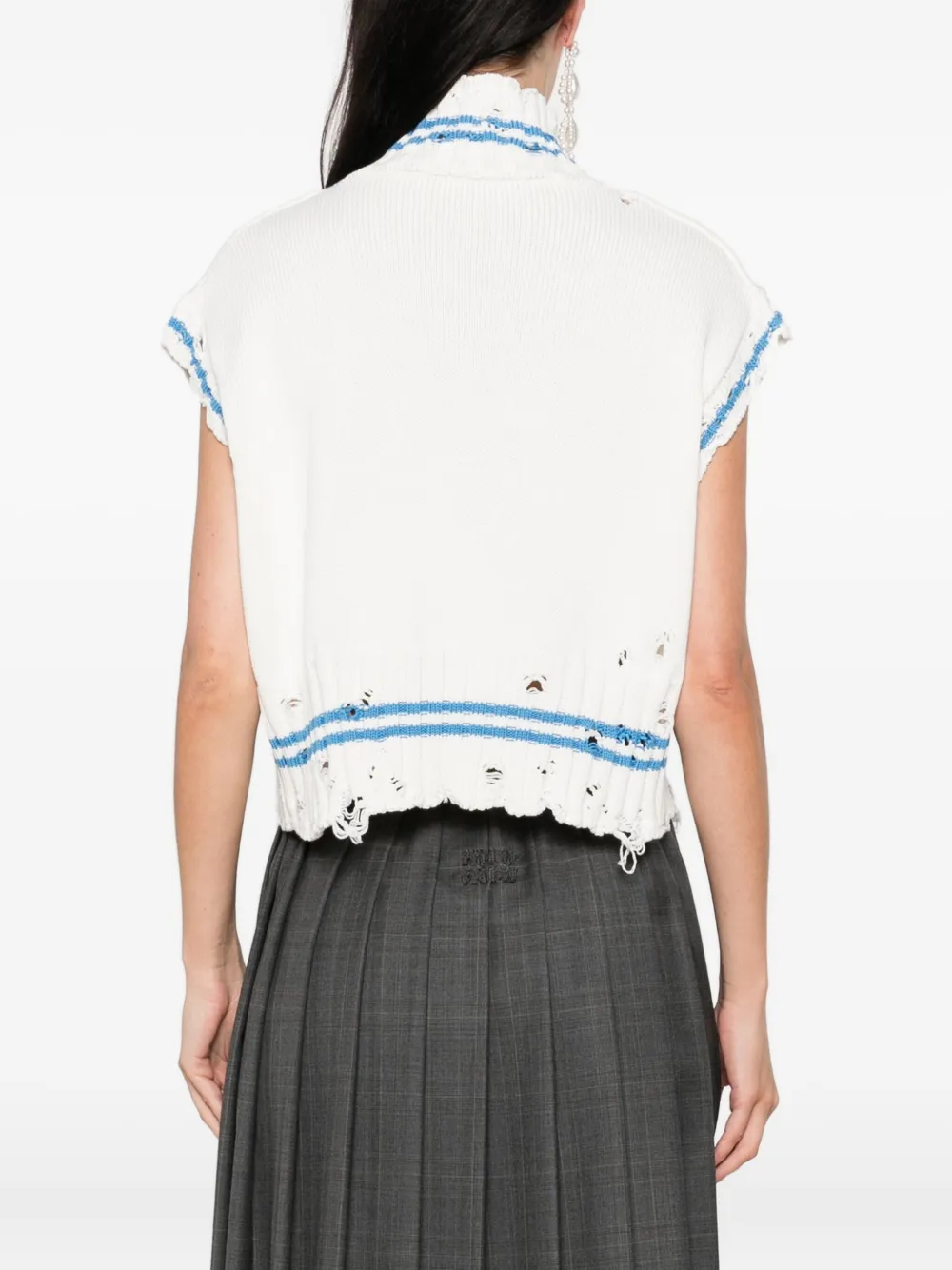 Marni frayed-hem sleeveless top Wit