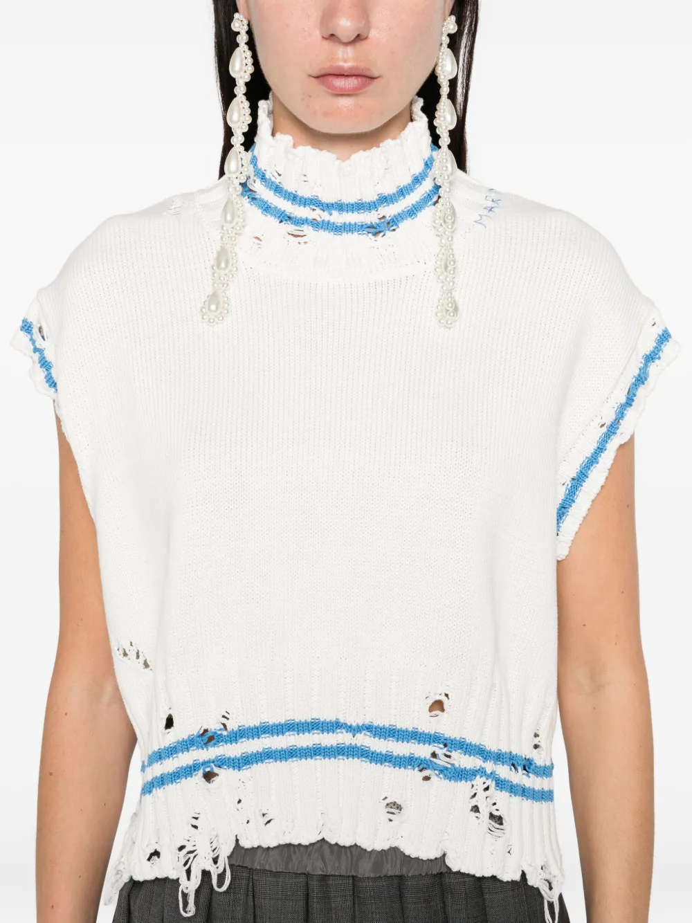 Marni frayed-hem sleeveless top Wit