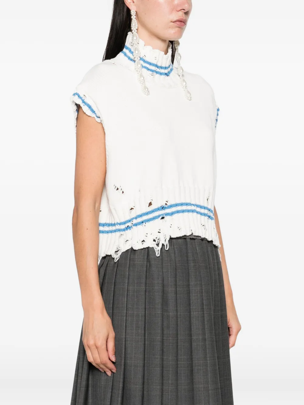 Marni frayed-hem sleeveless top Wit