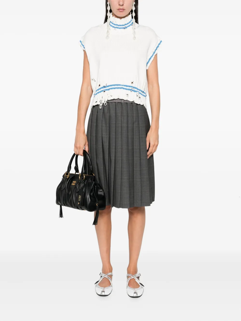 Marni frayed-hem sleeveless top Wit