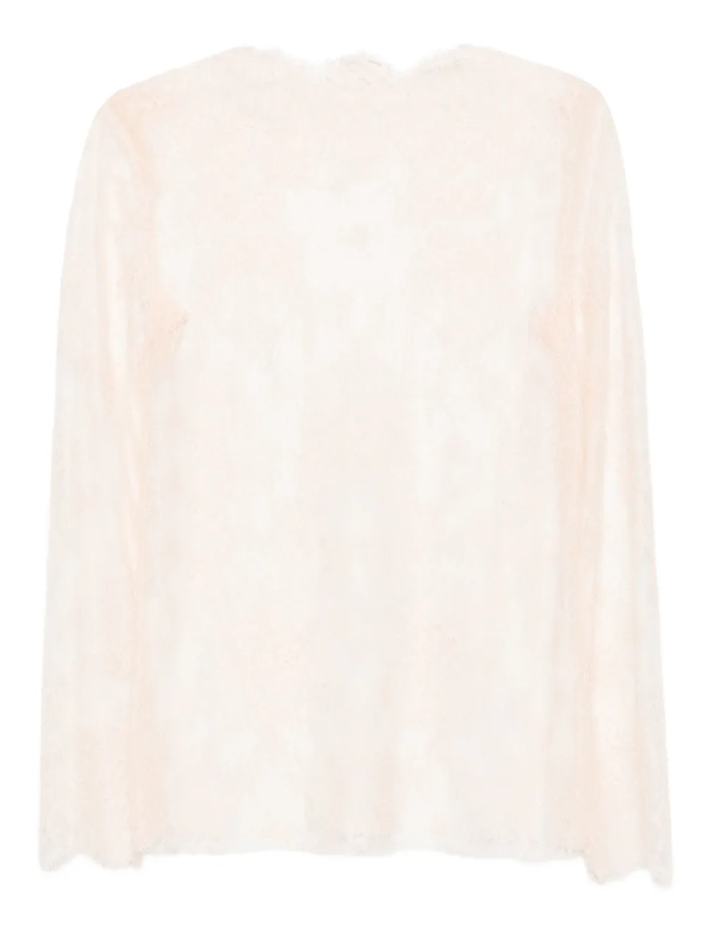 Alberta Ferretti lace-trimmed long-sleeve top - ピンク Alberta Ferretti lace-trimmed long-sleeve top - ピンク