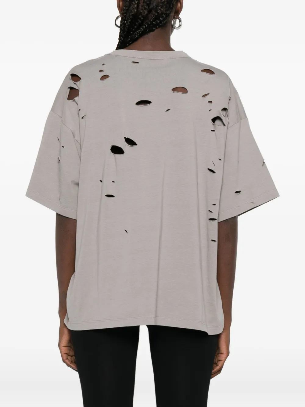 AREA Verfraaid gerafeld T-shirt Grijs