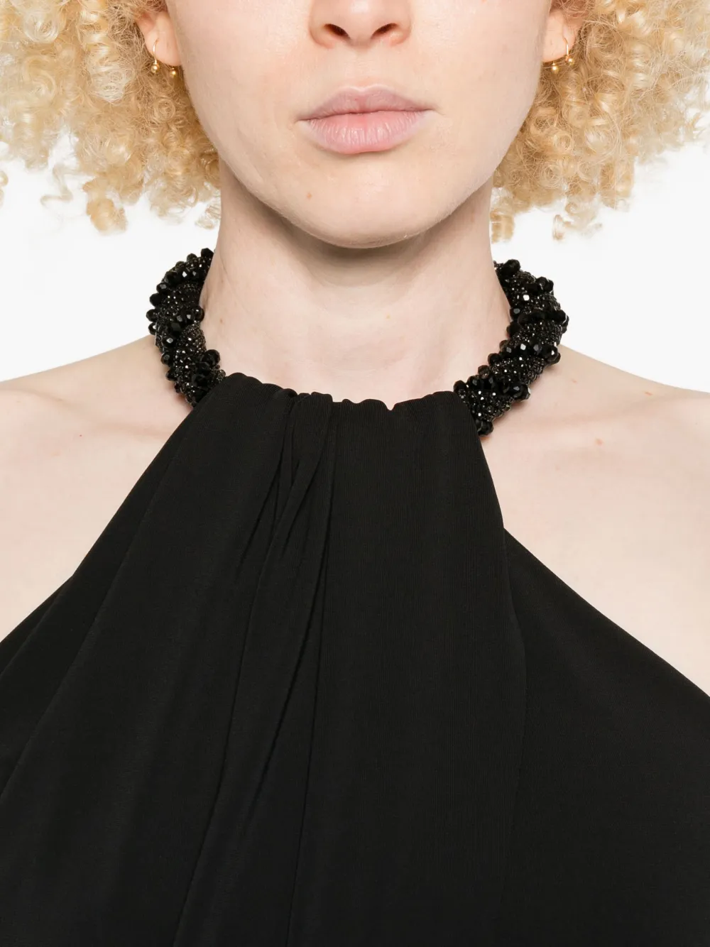 Amen Embellished Halterneck Maxi Dress In Black