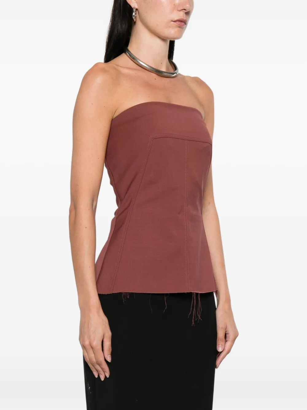 Rick Owens Gerafelde top met afwerking Roze