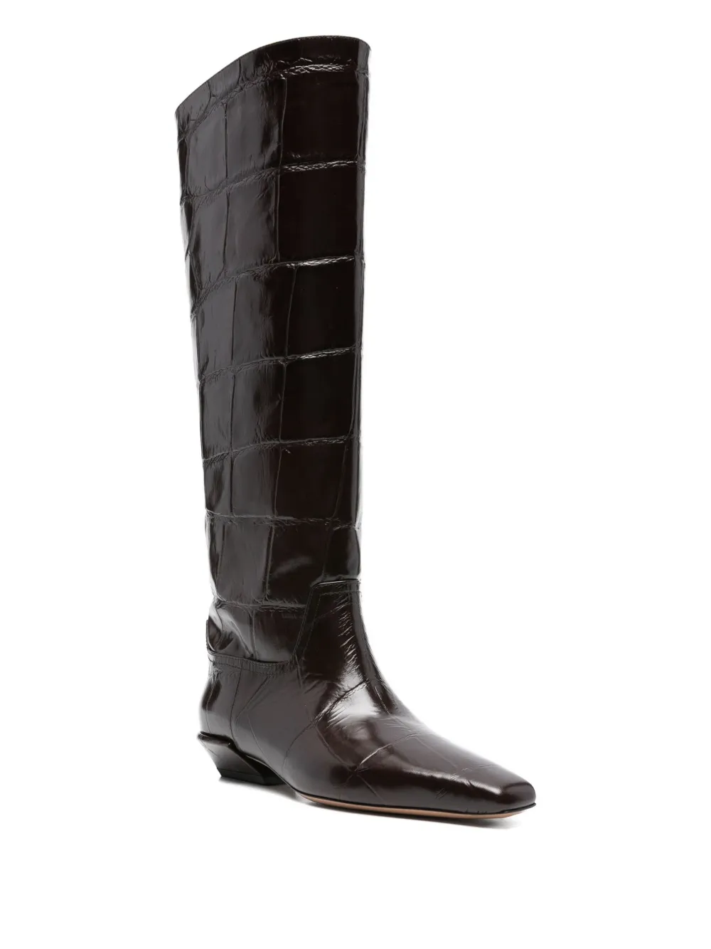 Paris Texas 30mm crocodile-effect pointed-toe boots Brown